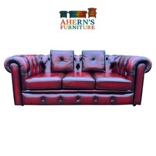 Sofas by Saxon Winchester Oxblood Leather Chesterfield 3 Seater FREE DELIVERY