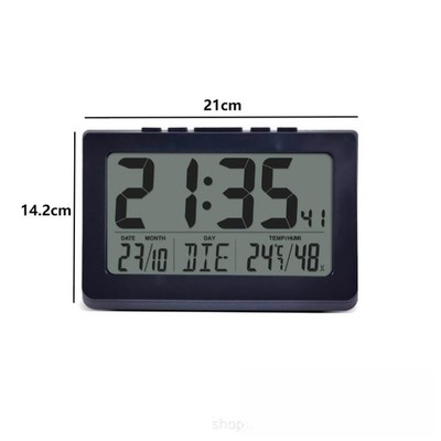 Schwarze ABS Digitale Wanduhr Messzeit Datum Wochentag Temperatur Luftfeuchtigkeit