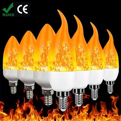Flackernde Flamme Feuer Effekt LED simulierte Glühbirne E14 E12 Kerze Lampe Dekor UK