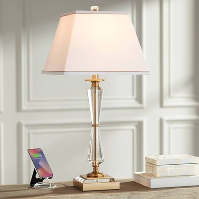 Stiffel Heath 31 5/8'' Luxe Gold and Crystal USB Table Lamp