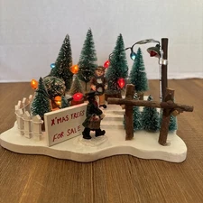 Village Collection St Nicholas Square “Christmas Tree Lot” For Sale Lights & Box