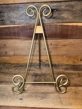 Polished Brass Scrolled Easel Picture Art Photo Holder Display Stand Metal  11”