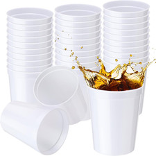 36 Pack 16Oz Stadium Cups Reusable Plastic Cups Blank Drink Tumblers White 