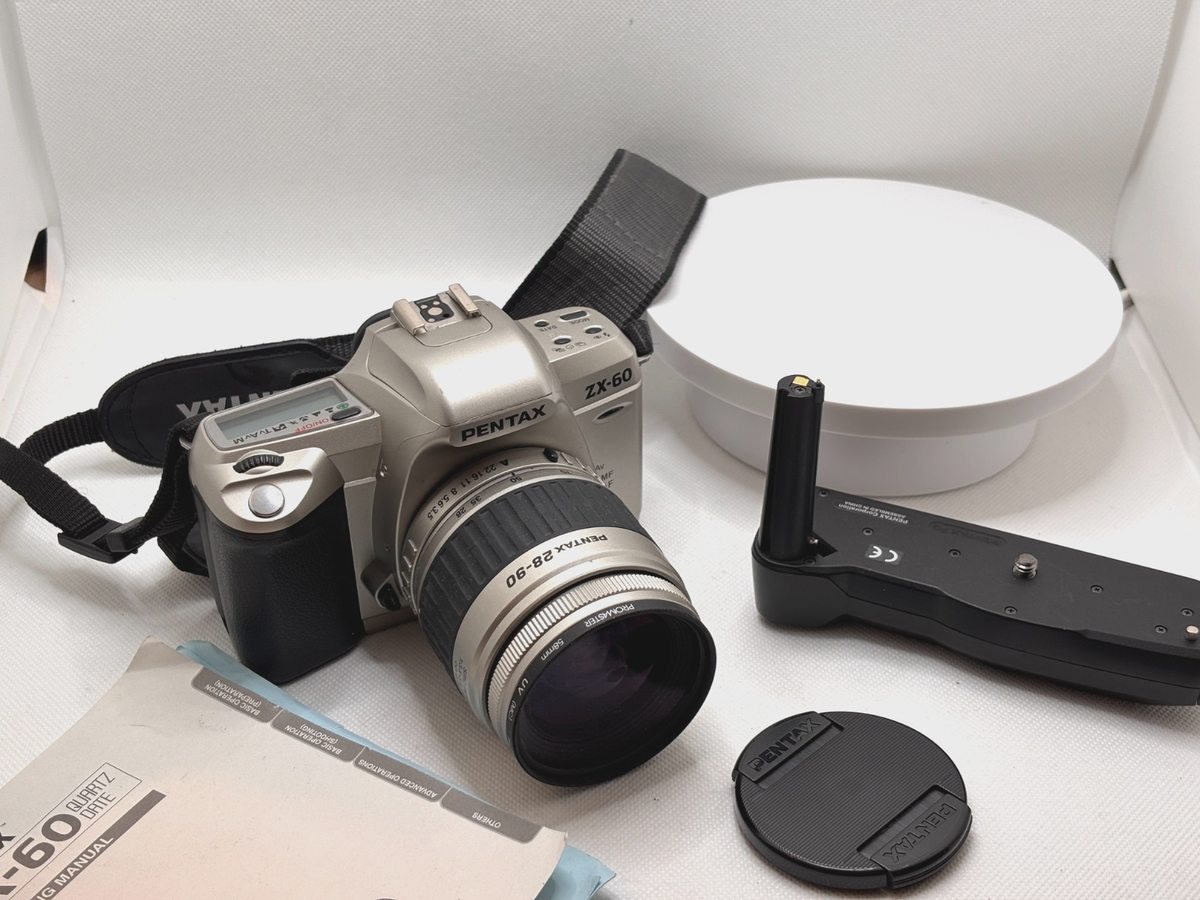 Mint Pentax ZX-60 35mm SLR Film Camera w/ Battery Grip and Manual