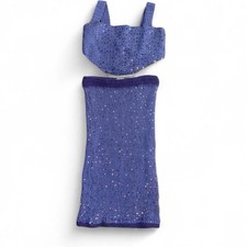 Handmade Crochet Set From Kosmic Knots Crop top with tie up back with skirt S