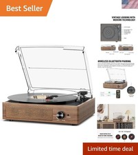 Vinyl Record Player Turntable with Built-in Bluetooth Receiver  2 Stereo Spe...