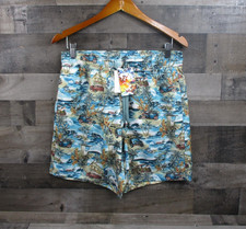 Robert Graham Swim Shorts Mens Small Blue Hawaii Print Quick Dry Beach Trunks