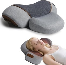 3-in-1 neck massage pillow with heat massage, traction stretching, and cord