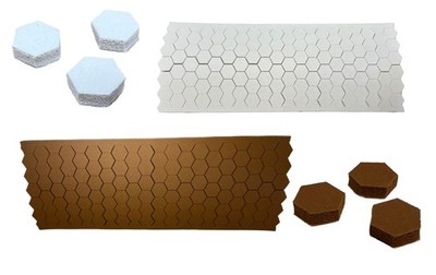 Cabinet Door Soft Bumper Pads/ 110 Urethane 3/8'' Hexagon 1/8 Thick, Cream 