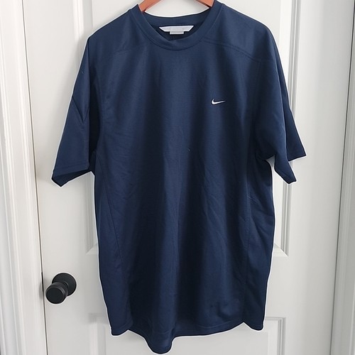 Nike Jersey T-Shirt Mens Size XL Navy Performance Swoosh Logo Short Sleeve Y2K 