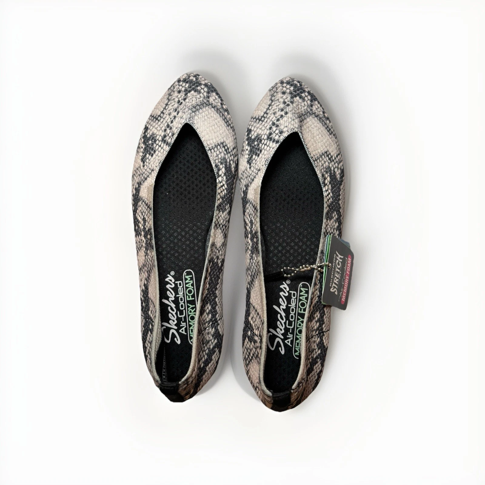 Skechers Cleo Ballet Flats Womens Size 8 Snake Print Slip On Vegan Washable