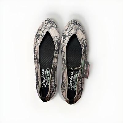 Skechers Cleo Ballet Flats Womens Size 8 Snake Print Slip On Vegan Washable