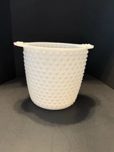 Vintage Anchor Hocking Milk Glass Hobnail 6" Ice Bucket No Lid