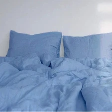 100% Flax  French Linen Duvet (Doona)  Cover Set , Quilt Cover Set, Blue