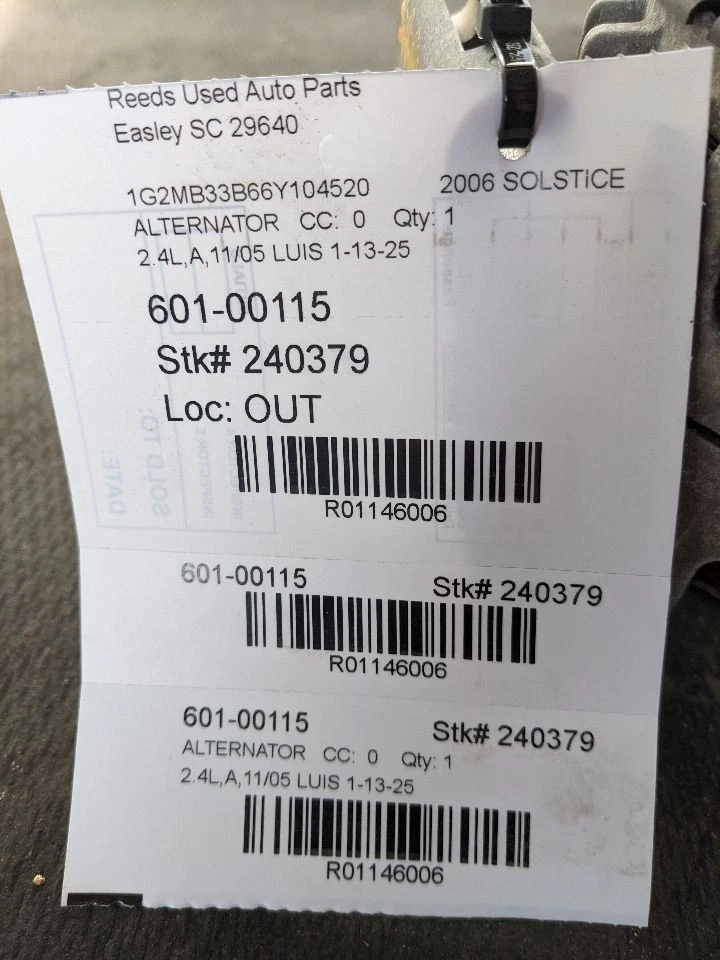 Alternator 125 Amp Opt KG7 ID 15794596 Fits 06-10 SOLSTICE 1146006 - Image 2 of 4