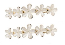 2Pcs Golden Flower Opal Hair Clips Gold Sparkly Wedding Barrettes Fancy Hair