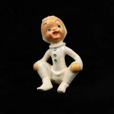 VTG Kreiss Ceramic Pixie Elf 3.5" Iridescent w/ Blue Rhinestones Christmas