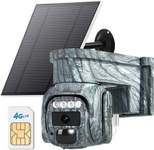 4G LTE Cellular Solar Powered Security Camera Wireless Outdoor, No Camouflage