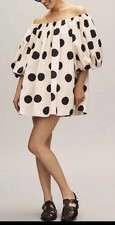 Fate Off The Shoulder Tiered Dress Polka Dot Black/ White  Dress  M Casual Party