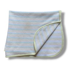 Gerber Cotton Thermal Waffle Weave Green Yellow Orange Stripes Baby Blanket