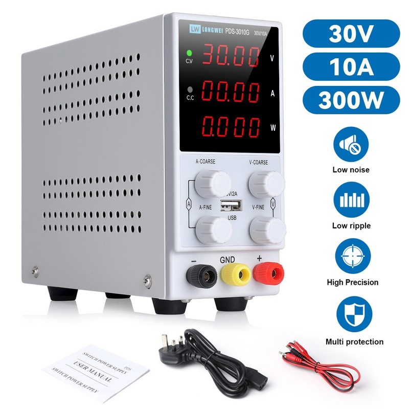 Adjustable DC Bench Power Supply 30V 10A Digital LED Precision Lab Variable