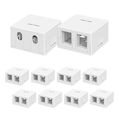 2-Port Keystone Surface Mount Outlet , Blank RJ45 Ethernet Wall Jack for Cat6...