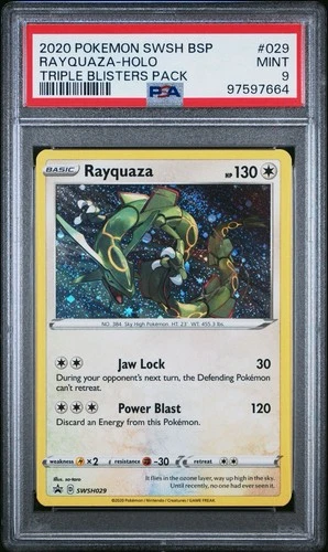 PSA 9 MINT Rayquaza Holo Black Star Promo SWSH029 2020 Pokemon SWSH SWIRL