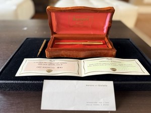 Aurora 18K Gold Ballpoint Pen Gold Trim Blue Ink Vintage with Case