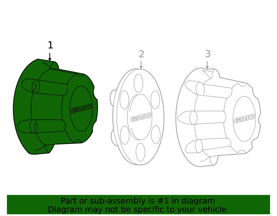 Tapa central estilo botón GM genuina con logotipo GMC 09598133 Foto 2 de 2