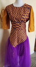 PURPLE TULLE AFRICAN KENTE DTESS
