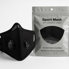 Sport Mask Activated Carbon Sport with Dual Valves Dustproof Reusable Black