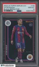 2023-24 Topps Merlin UCC Soccer Black Refractor #138 Vitor Roque RC /10 PSA 10