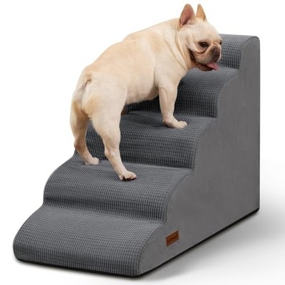 5-Step Dog Stairs and Ramp for High Bed, Non-Slip Sturdy Pet Steps for Small Dog