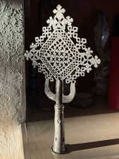 Grande croix copte de procession orthodoxe éthiopienne - 14" x 8"