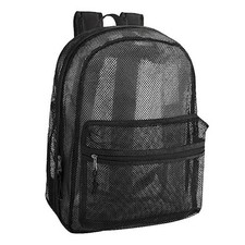 Transparent Mesh Backpacks for School Kids, Beach, Travel - Mesh See Black