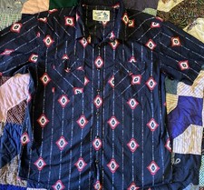 Panhandle Slim Western Men s Size M Pearl Snap Button-Down Short Sleeve - Aztec