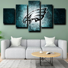 NFL Football Sports Team Philadelphia Eagles Logo 5 Piece Panel Canvas Wall Art