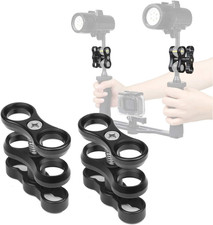 2 Pcs 1" Aluminum Ball Clamp Mount for Underwater Diving Light Arms Tray System,
