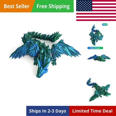 3D Printed Dragon - 18 inch Flying Flexible Dragon with Wings, Articulated Wi...
