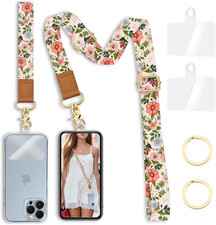 Flower Phone Lanyard Crossbody Strap, Floral Cell Phone Lanyards for Flower Pn