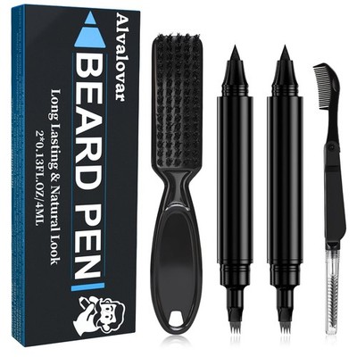 2 pack Beard Pen- Beard Pencil Filler For Men - Waterproof With Brush - Long Las
