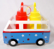 Condiments Bullseye Retro VW Bus Picnic Mustard Ketchup Caddy Set Truck Bottles