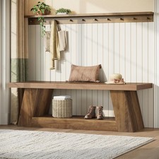63" Rustic Entryway Bench with Storage