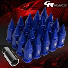 J2 M12X1.5 7075 ALUMINUM 25MM OD/75MM 20PC OPEN-END LUG NUTS SET+ADAPTER BLUE