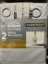 Eclipse Total Blackout Grommet Panels Magnetic Closure Ivory 52”x 84" 2 Panels