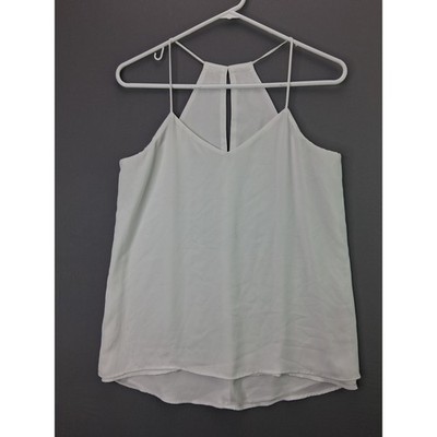 Lush Camisole Tank Top Strappy Halter V-Neck Blouse White M Sleeveless Summer