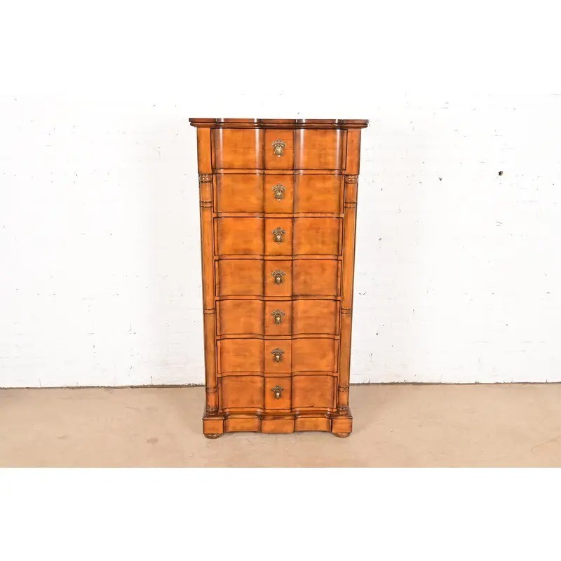 Drexel Heritage French Empire Carved Fruitwood Lingerie Chest or Semainier