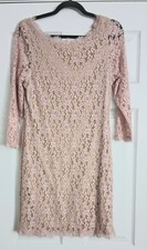Eliza J Dress Women's Size 12 Pink Lace Floral Long Sleeve Zip Up Lined Preowned