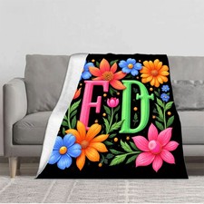 Vibrant Floral Flannel Blanket - Soft Cozy Durable Design with Colorful Flowers