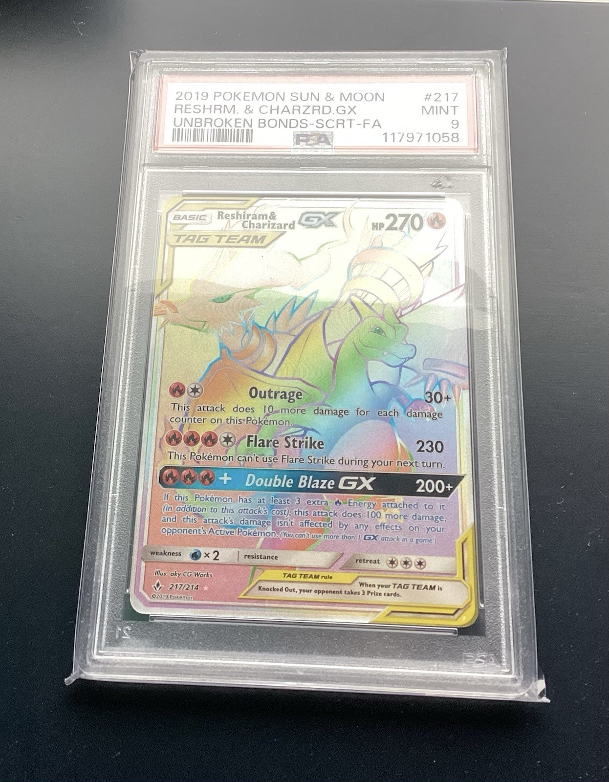 Pokémon Reshiram & Charizard GX 217/214 Unbroken Bonds Secret Holo 270 HP